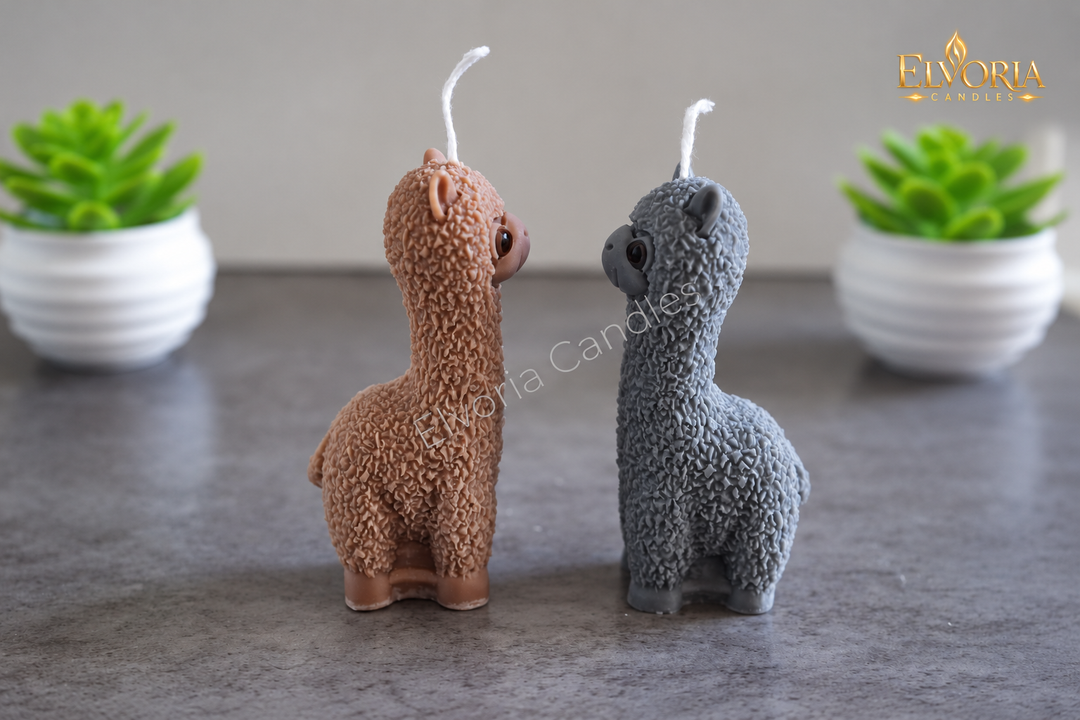 Decoratie kaarsenset alpaca bruin & grijs | 2 stuks | Handgemaakt