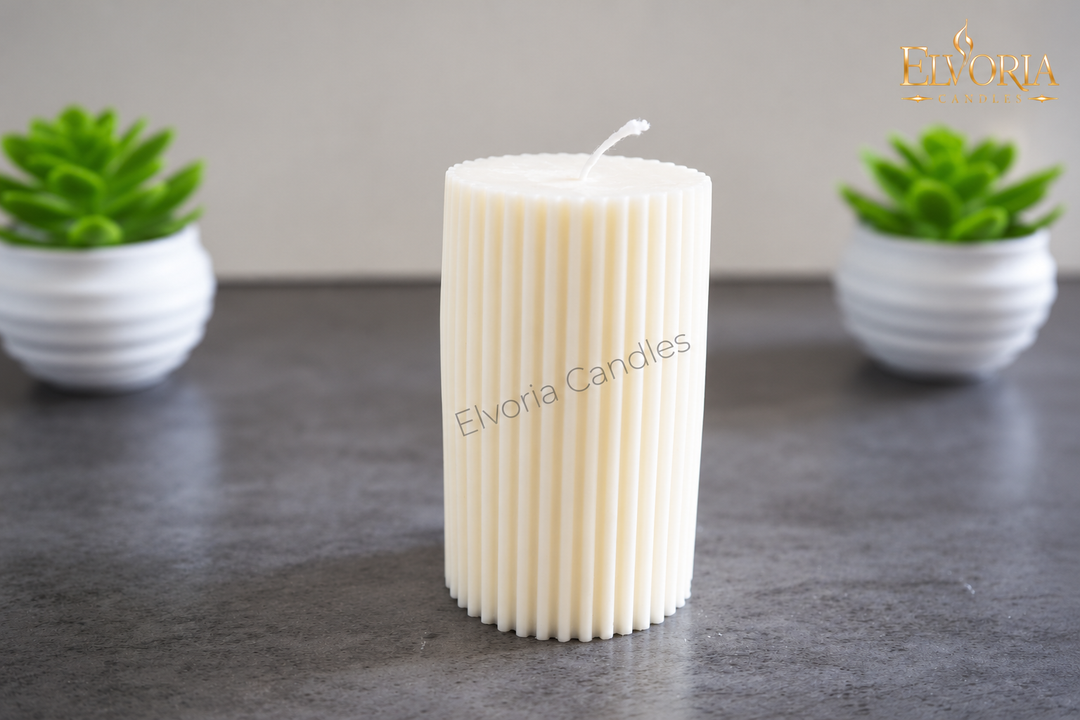Decoratie kaars gestreepte stompkaars | Handgemaakt