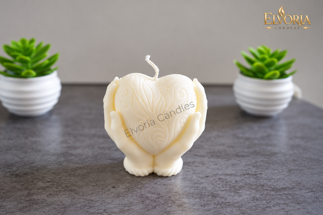Decoratie kaars handen met hart | Wit | Handgemaakt